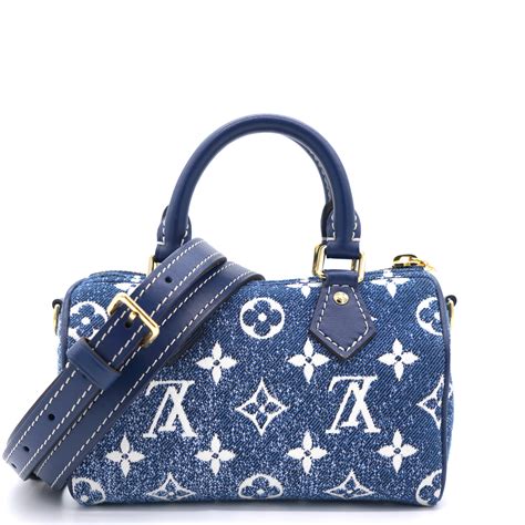 Louis Vuitton Nano Speedy Monogram Jacquard Denim Blue For 